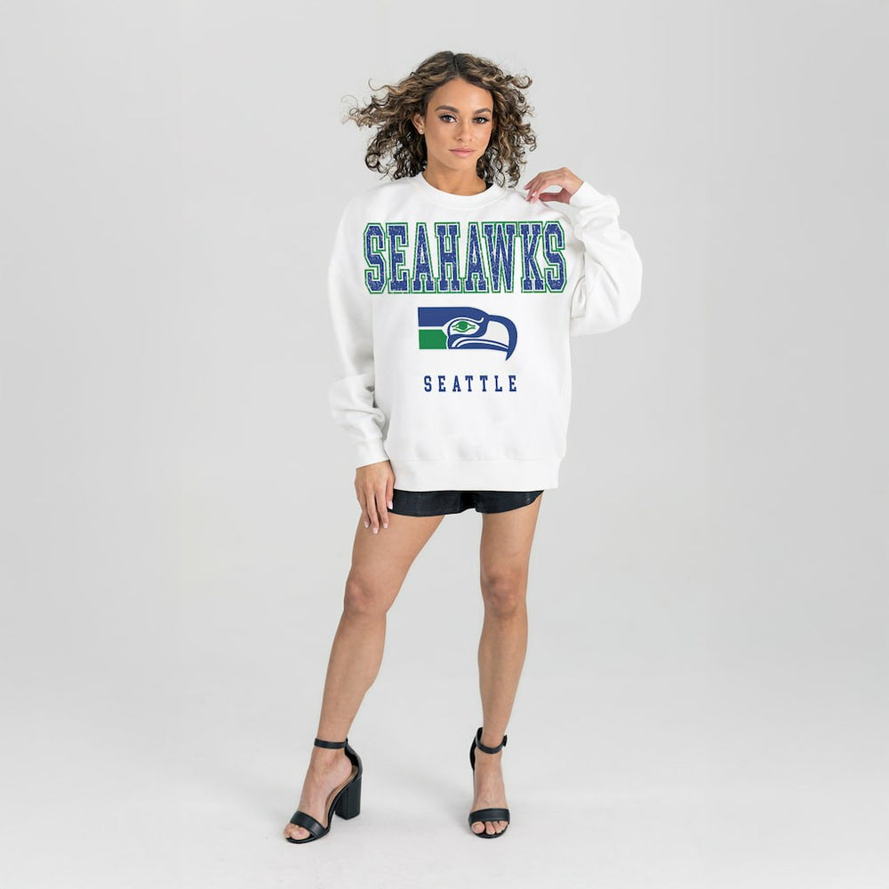 Seattle Seahawks  Gameday Couture Women's Classic Sunday Drives Oversized Premium Fleece Pullover Sweatshirt