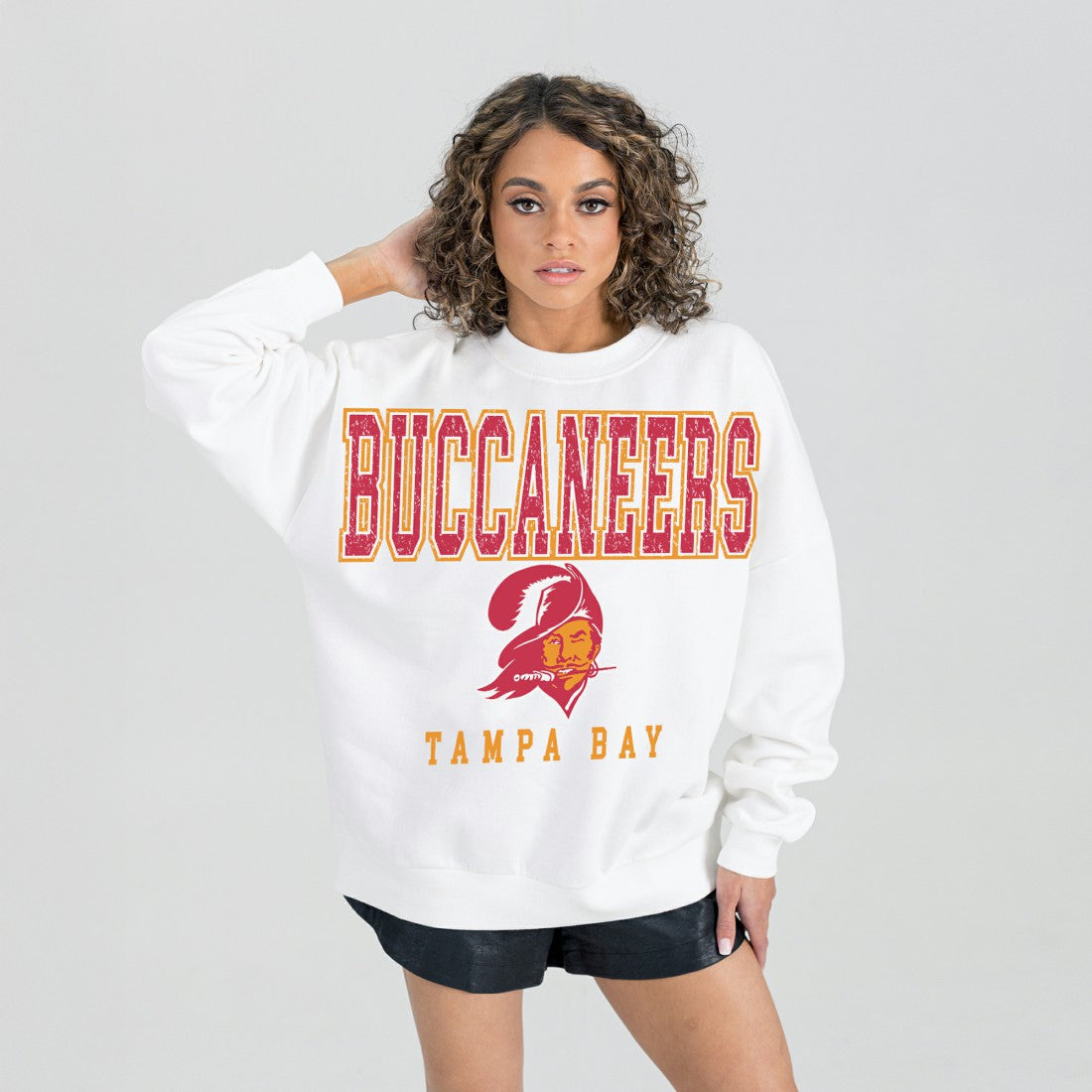 Tampa Bay Buccaneers  Gameday Couture Women's Classic Sunday Drives Oversized Premium Fleece Pullover Sweatshirt