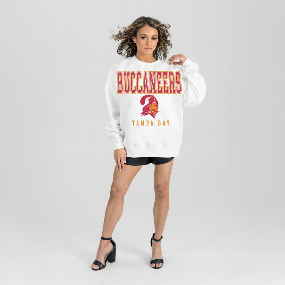 Tampa Bay Buccaneers  Gameday Couture Women's Classic Sunday Drives Oversized Premium Fleece Pullover Sweatshirt