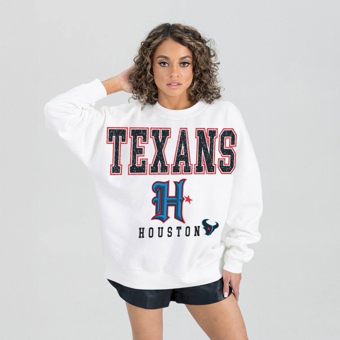 Houston Texans  Gameday Couture Women's Classic Sunday Drives Oversized Premium Fleece Pullover Sweatshirt