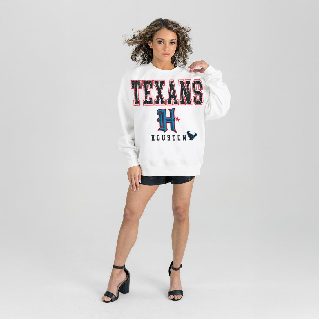 Houston Texans  Gameday Couture Women's Classic Sunday Drives Oversized Premium Fleece Pullover Sweatshirt