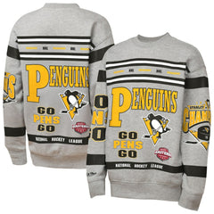 Pittsburgh Penguins Mitchell & Ness Youth Allover Print Fleece Crewneck Sweatshirt For Sale