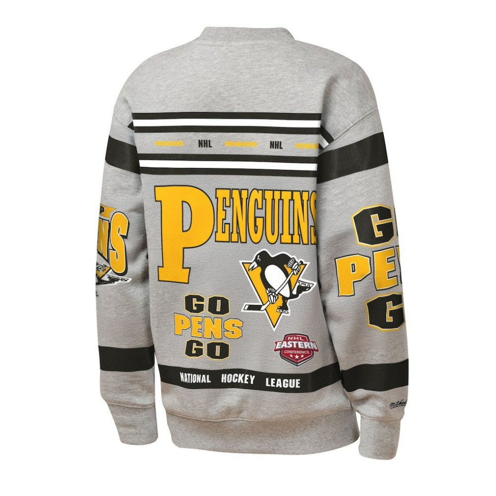 Pittsburgh Penguins Mitchell & Ness Youth Allover Print Fleece Crewneck Sweatshirt For Sale