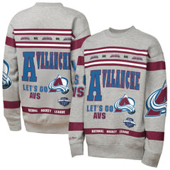 Colorado Avalanche Mitchell & Ness Youth Allover Print Fleece Crewneck Sweatshirt Sale