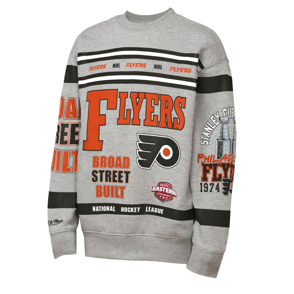 Philadelphia Flyers Mitchell & Ness Youth Allover Print Fleece Crewneck Sweatshirt Discount