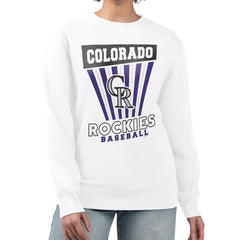 Colorado Rockies Starter Women's Poster Print Team Fleece Pullover Sweatshirt | MLB Discount
