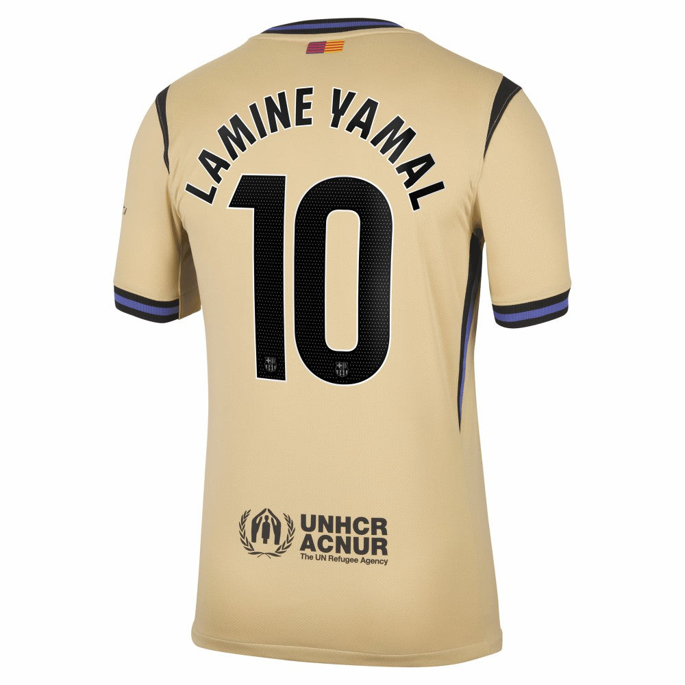 Lamine Yamal Barcelona 2025/26 Away Stadium Replica Jersey Gold - Nike