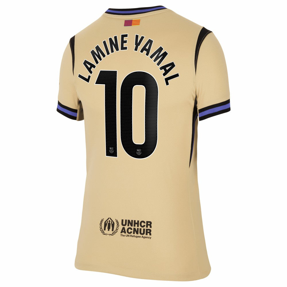 Lamine Yamal Barcelona Women's 2025/26 Away Stadium Replica Jersey Gold - Nike