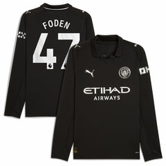 Phil Foden Manchester City Away 2025/26 Replica Long Sleeve Player Jersey Black - Puma