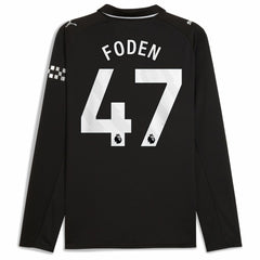 Phil Foden Manchester City Away 2025/26 Replica Long Sleeve Player Jersey Black - Puma
