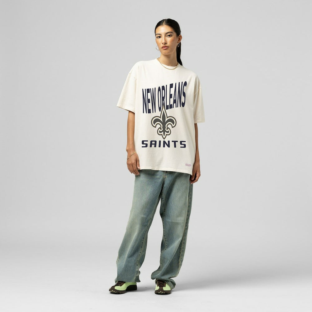 New Orleans Saints Mitchell & Ness Women's Logo Rise Boyfriend T-Shirt