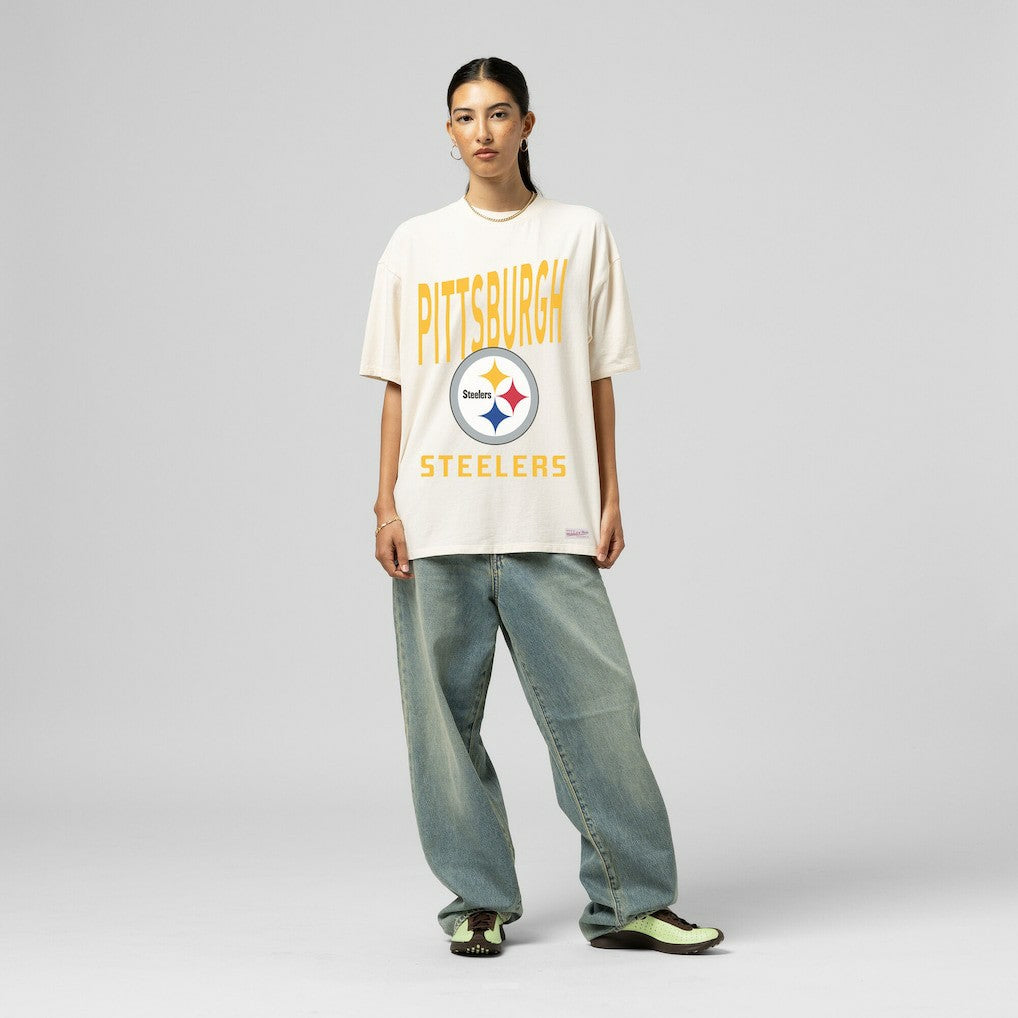 Pittsburgh Steelers Mitchell & Ness Women's Logo Rise Boyfriend T-Shirt