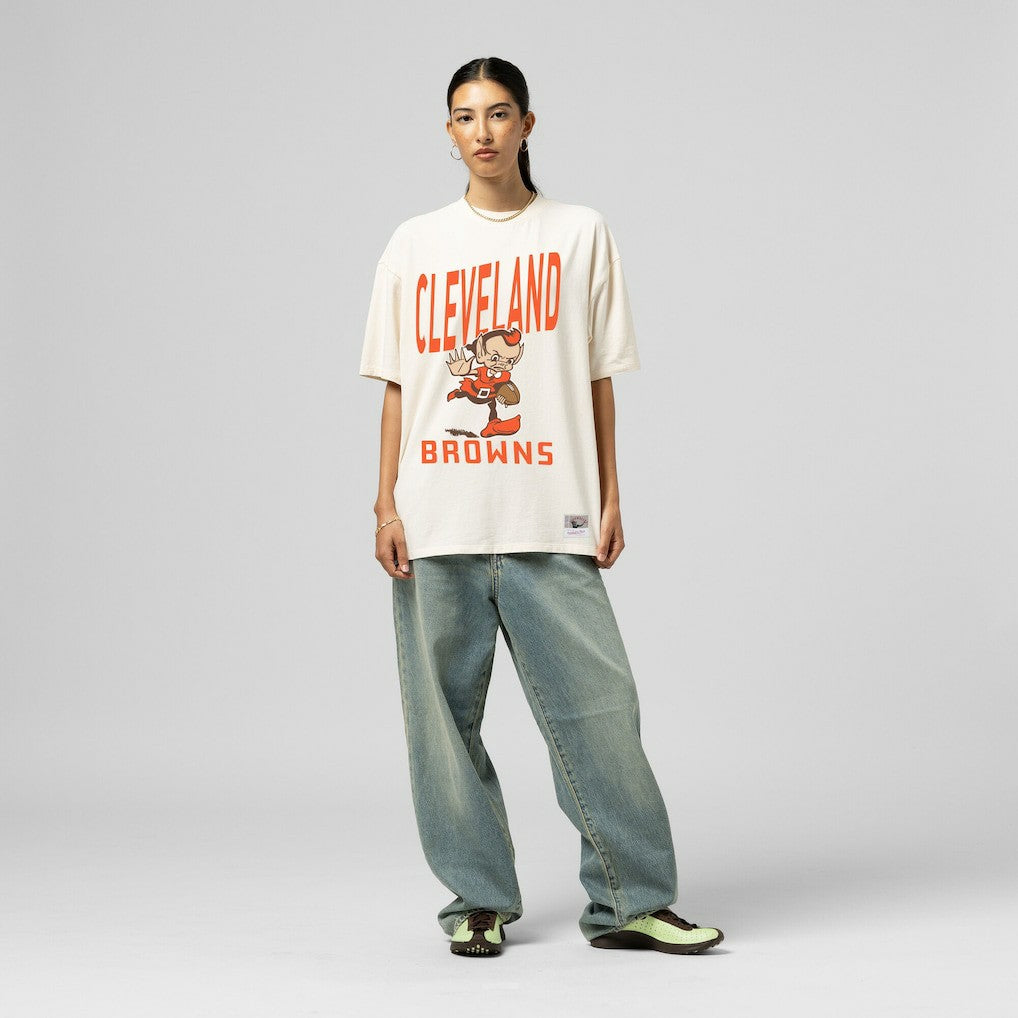 Cleveland Browns Mitchell & Ness Women's Logo Rise Boyfriend T-Shirt