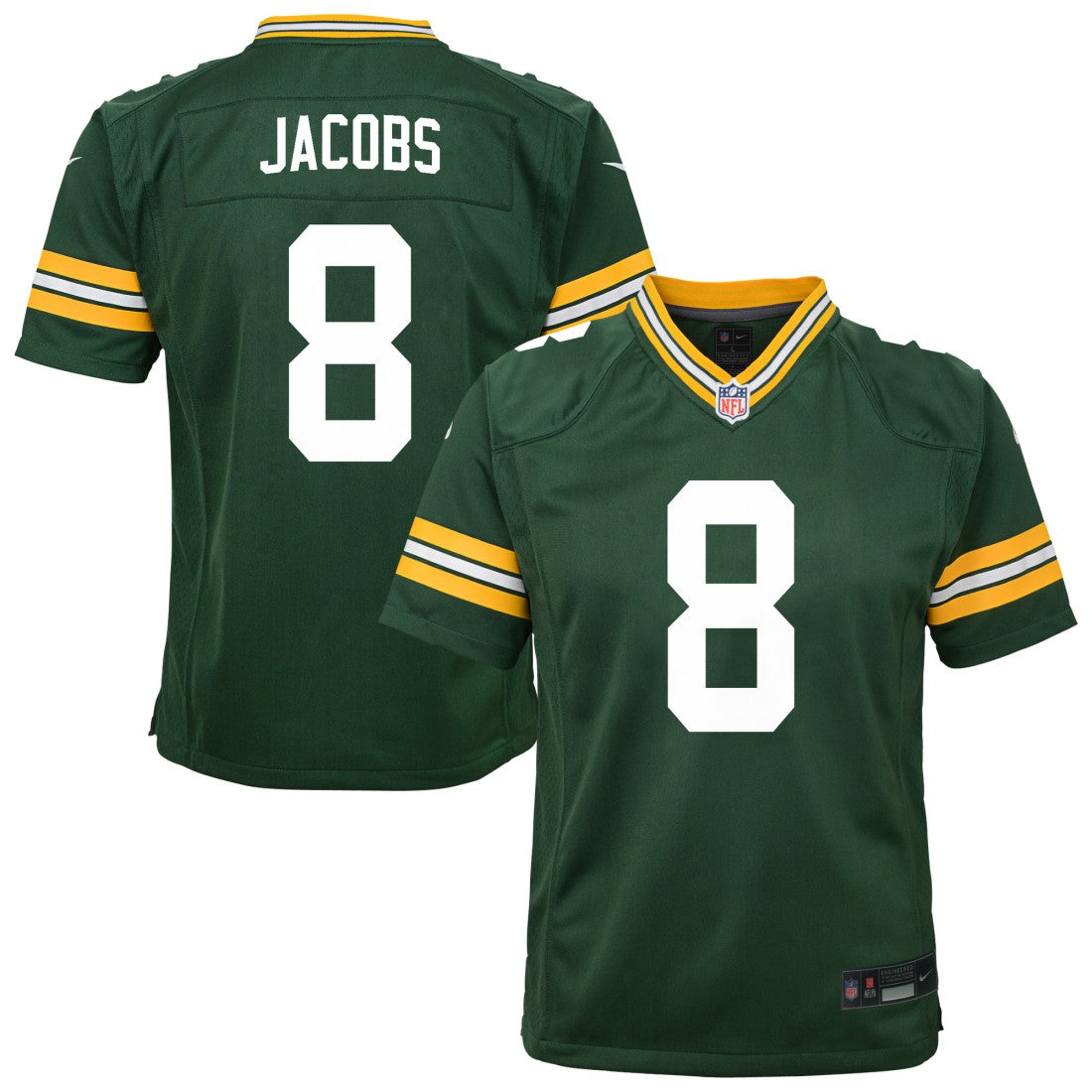 Green Bay Packers Nike Josh Jacobs  Youth Team Game Jersey