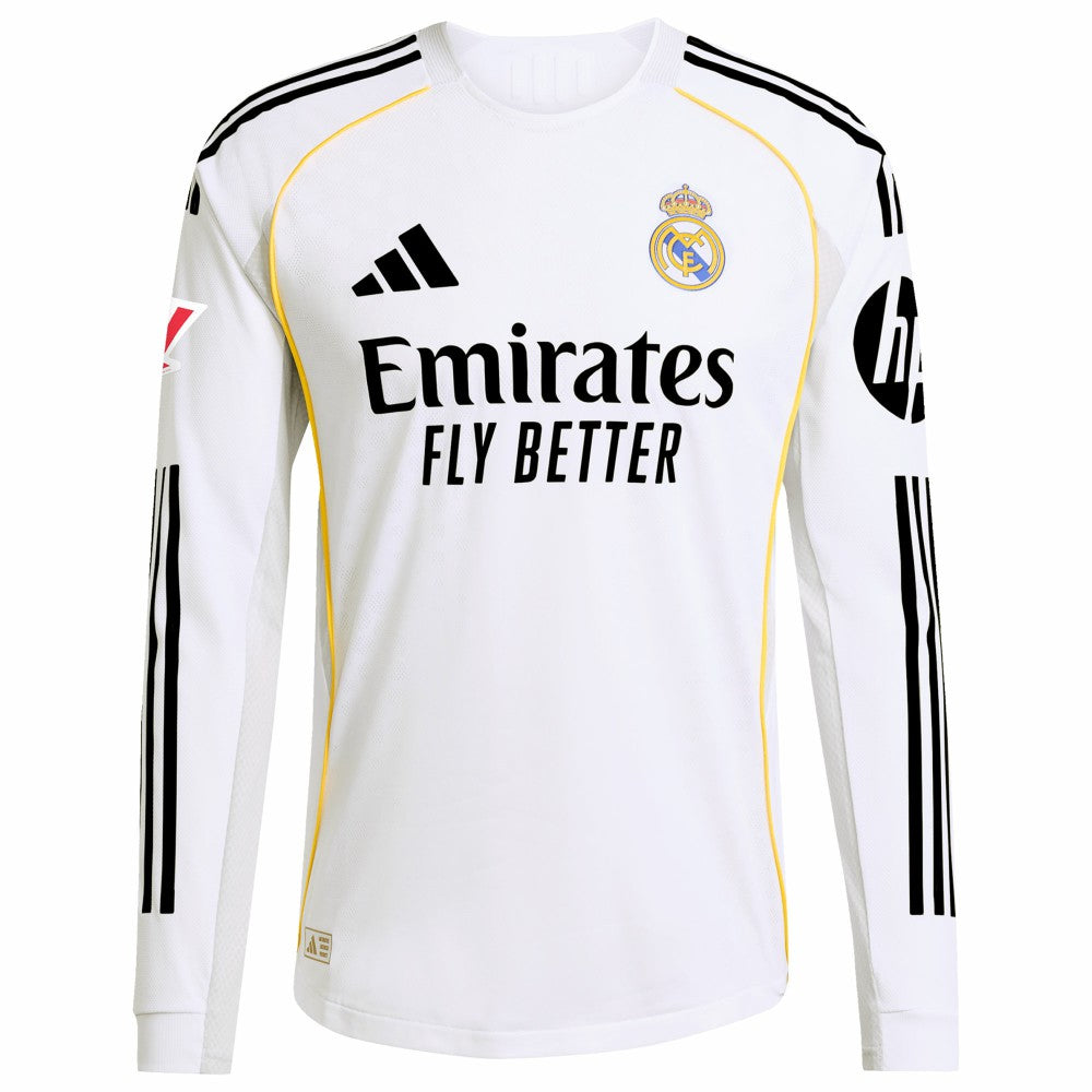 Kylian Mbappé Real Madrid 2025/26 Home Long Sleeve Player Jersey White - Adidas