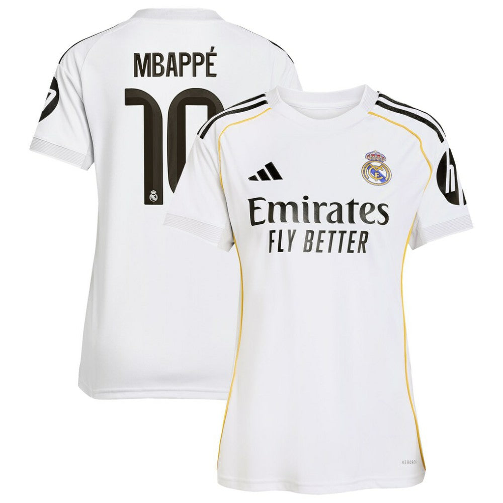 Kylian Mbappé Real Madrid Women's 2025/26 Home Replica Player Jersey White - Adidas