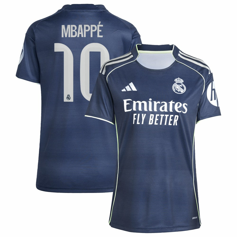 Kylian Mbappé Real Madrid Women's 2025/26 Away Replica Player Jersey Blue - Adidas