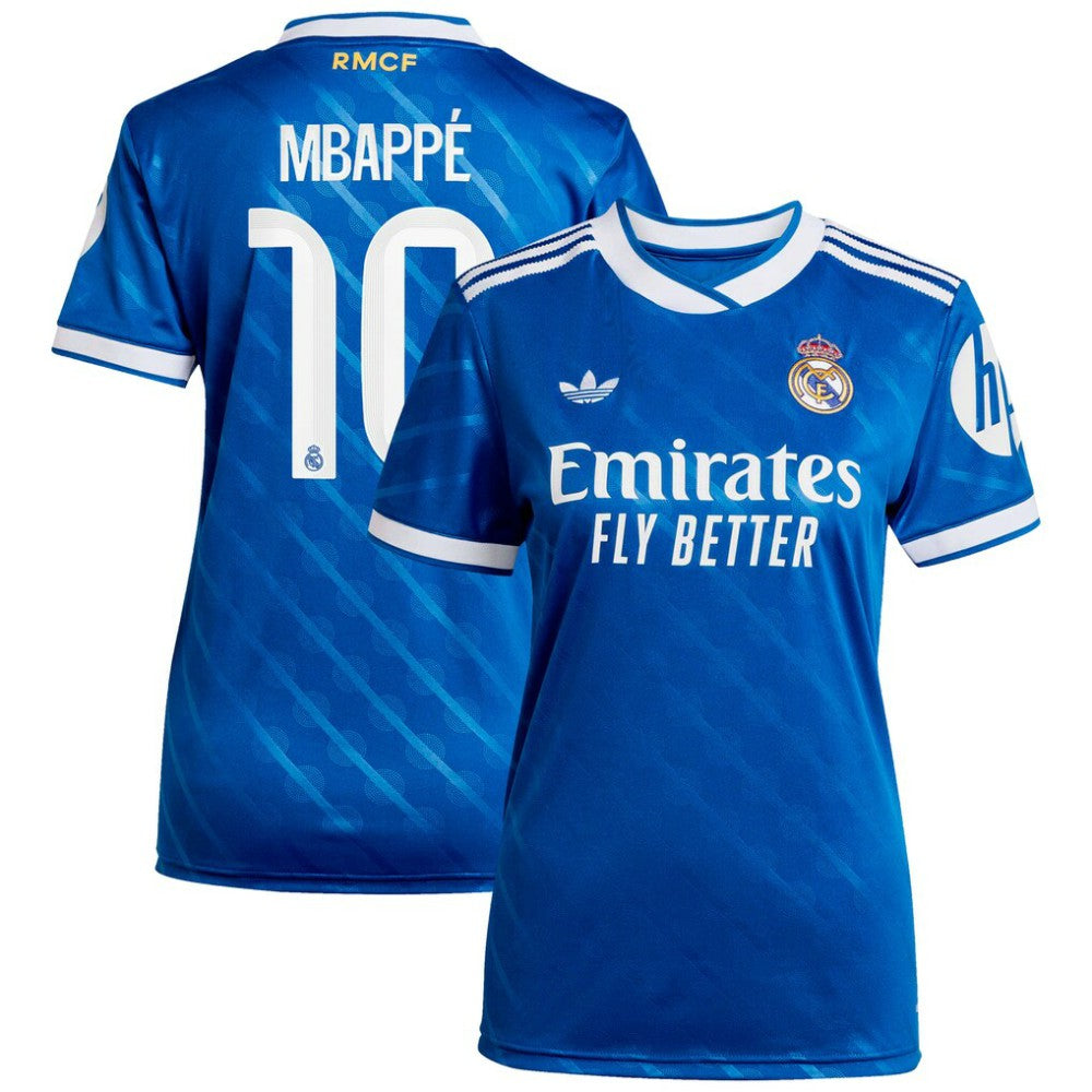 Kylian Mbappé Real Madrid Women's 2025/26 Third Replica Player Jersey Blue - Adidas
