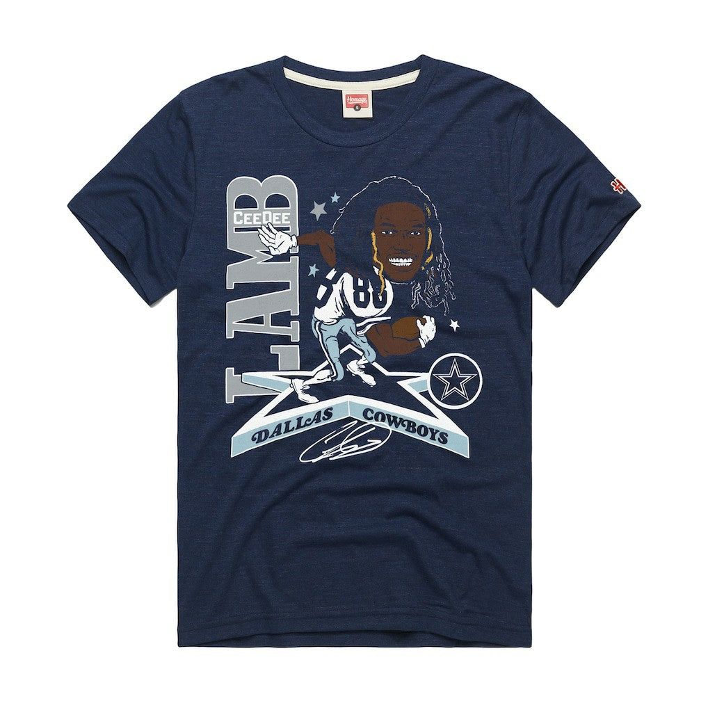 Dallas Cowboys  CeeDee Lamb  Homage Unisex Caricature Player Graphic Tri-Blend T-Shirt