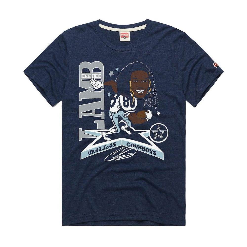Dallas Cowboys  CeeDee Lamb  Homage Unisex Caricature Player Graphic Tri-Blend T-Shirt