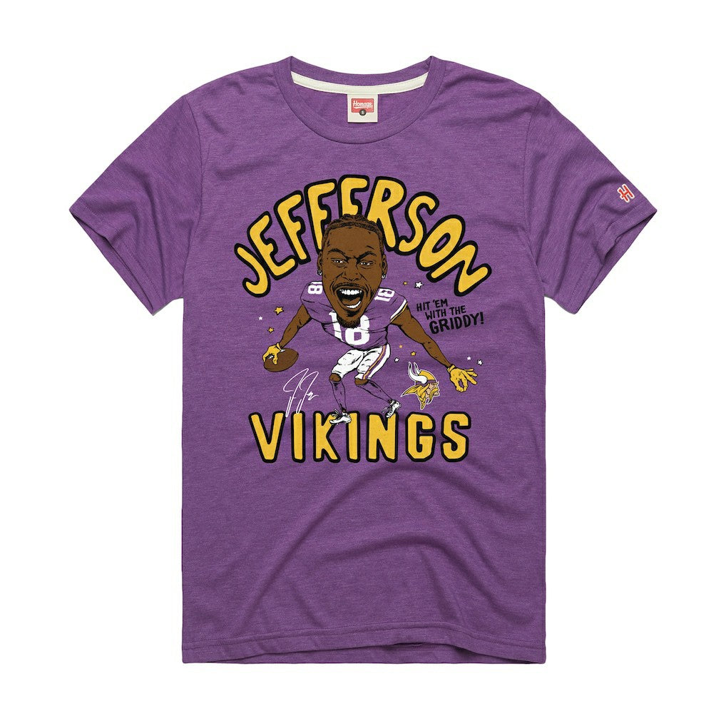 Minnesota Vikings  Justin Jefferson  Homage Unisex Caricature Player Graphic Tri-Blend T-Shirt