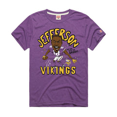 Minnesota Vikings  Justin Jefferson  Homage Unisex Caricature Player Graphic Tri-Blend T-Shirt