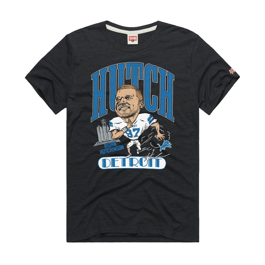 Detroit Lions  Aidan Hutchinson  Homage Unisex Caricature Player Graphic Tri-Blend T-Shirt