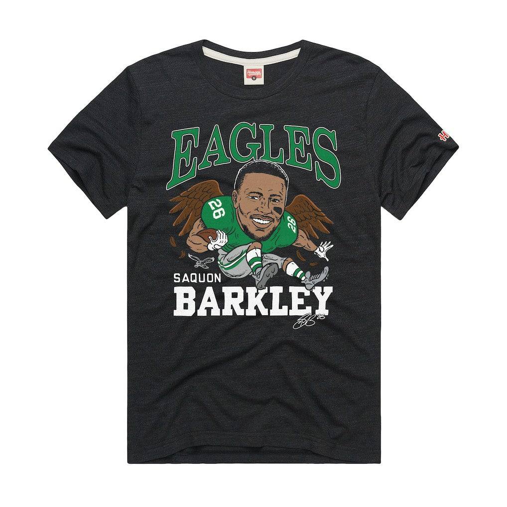 Philadelphia Eagles  Saquon Barkley  Homage Unisex Caricature Player Graphic Tri-Blend T-Shirt