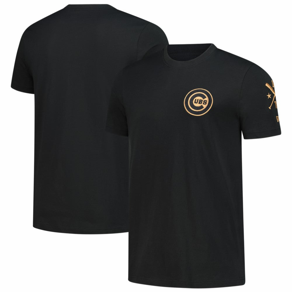 Chicago Cubs New Era Bronze Logo with Cross Bats Established T-Shirt | MLB Sale