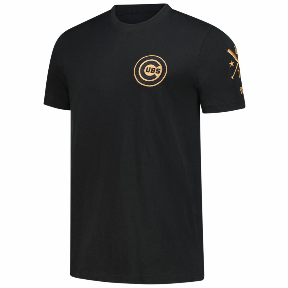 Chicago Cubs New Era Bronze Logo with Cross Bats Established T-Shirt | MLB Sale