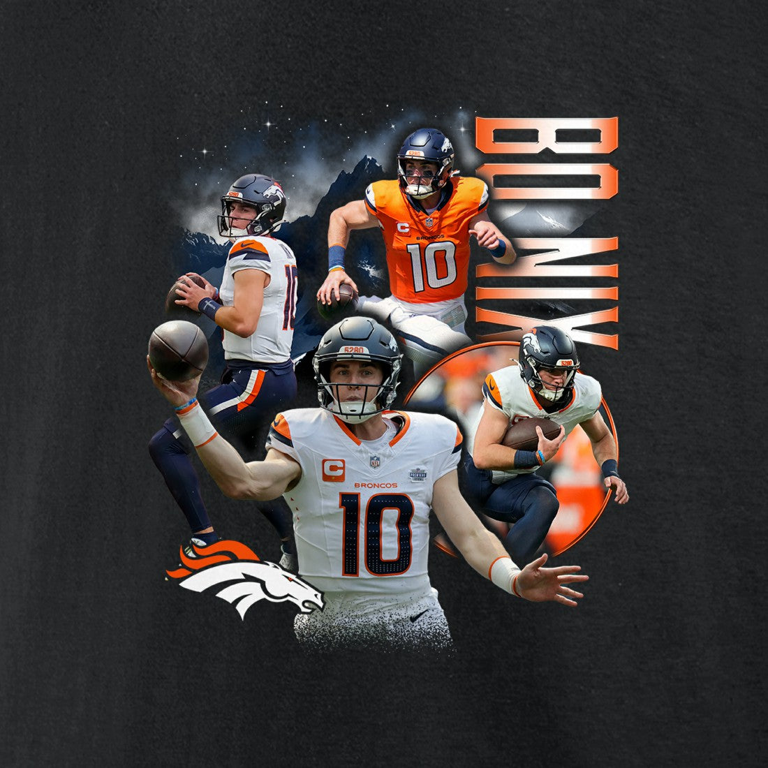 Denver Broncos  Bo Nix  Notorious Graphic T-Shirt