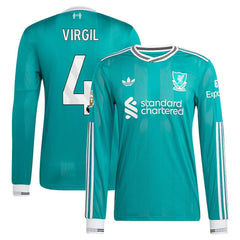 Virgil van Dijk Liverpool 2025/26 Third Long Sleeve Player Jersey Green - Adidas