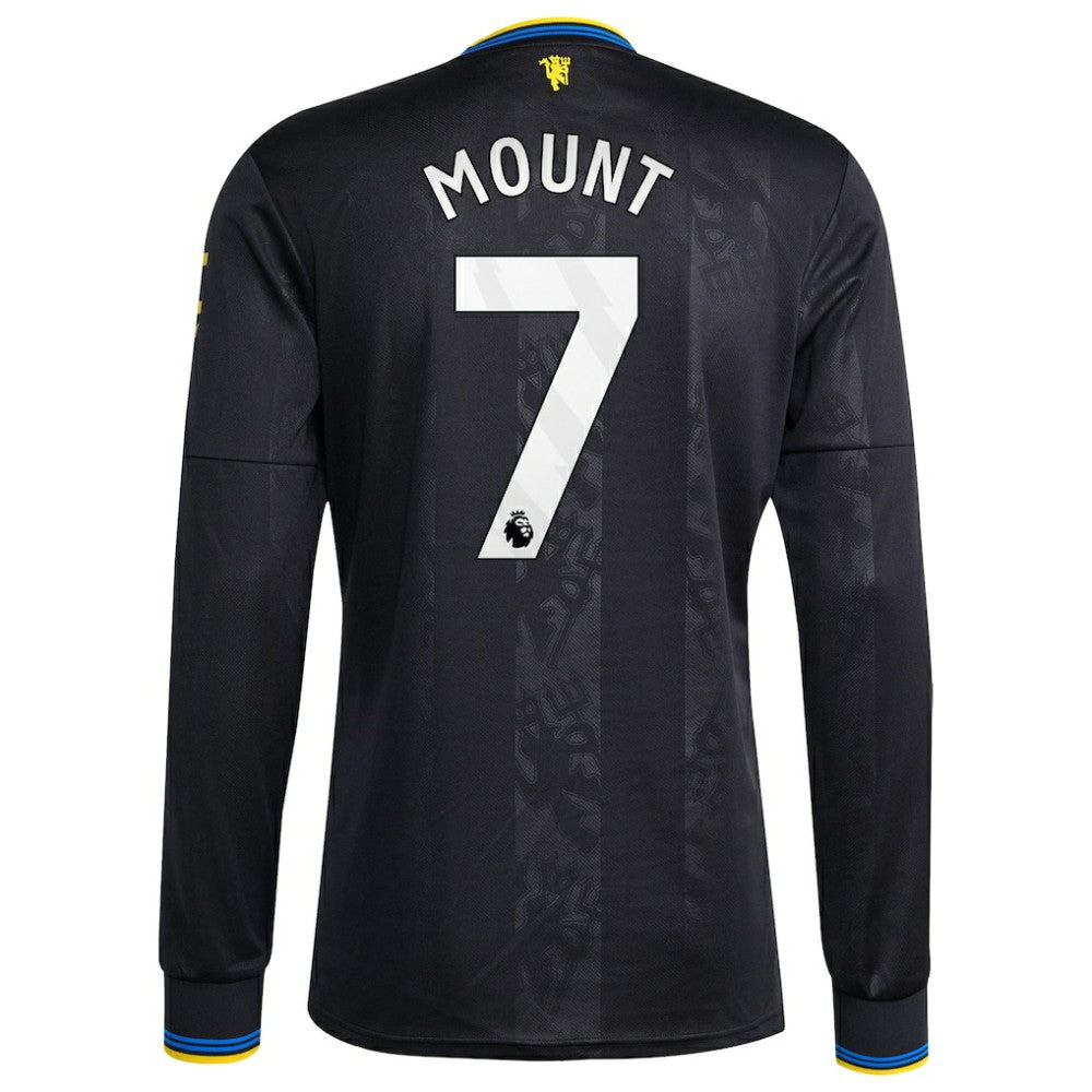 Mason Mount Manchester United 2025/26 Third Replica Long Sleeve Player Jersey Black - Adidas