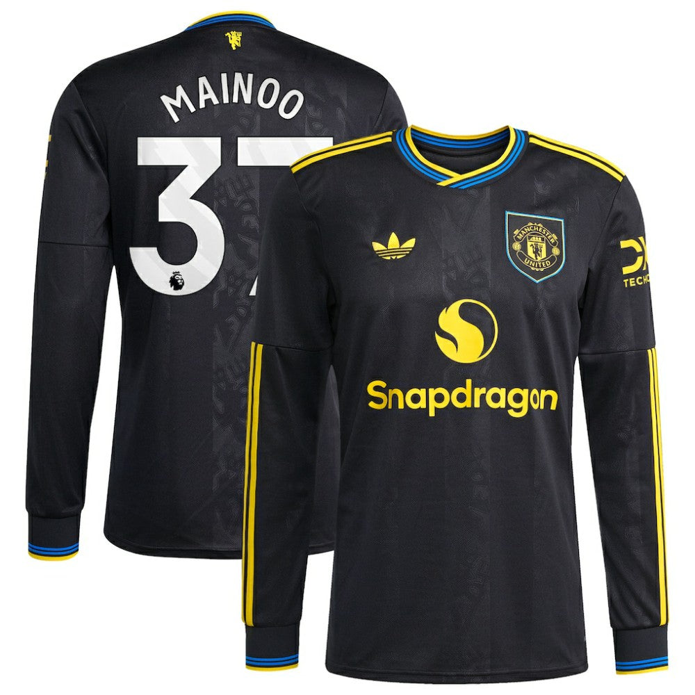 Kobbie Mainoo Manchester United 2025/26 Third Replica Long Sleeve Player Jersey Black - Adidas