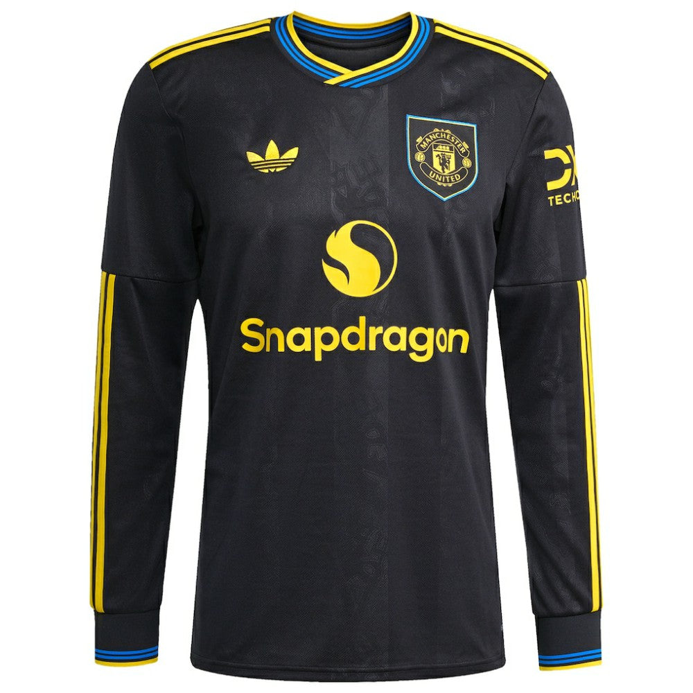 Kobbie Mainoo Manchester United 2025/26 Third Replica Long Sleeve Player Jersey Black - Adidas