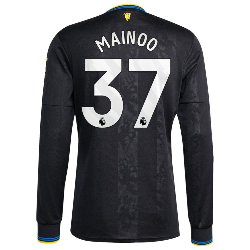 Kobbie Mainoo Manchester United 2025/26 Third Replica Long Sleeve Player Jersey Black - Adidas
