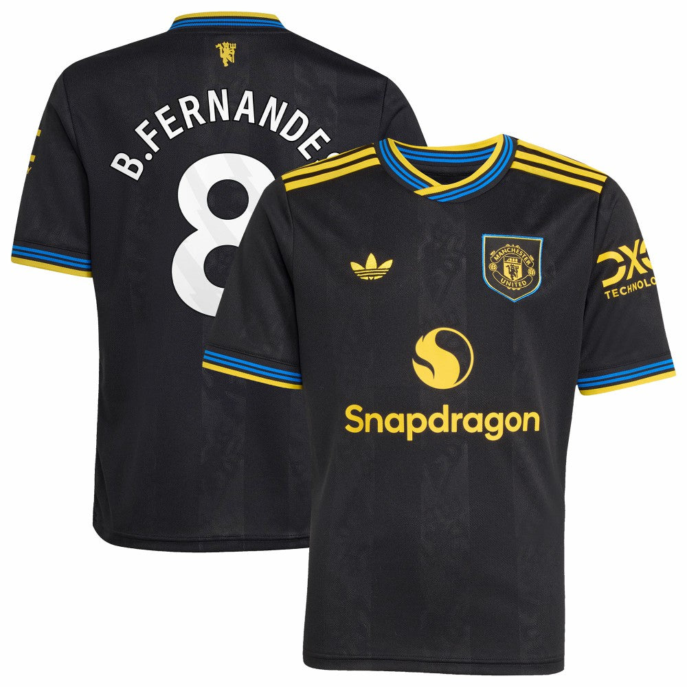 Bruno Fernandes Manchester United Youth 2025/26 Third Replica Player Jersey Black - Adidas