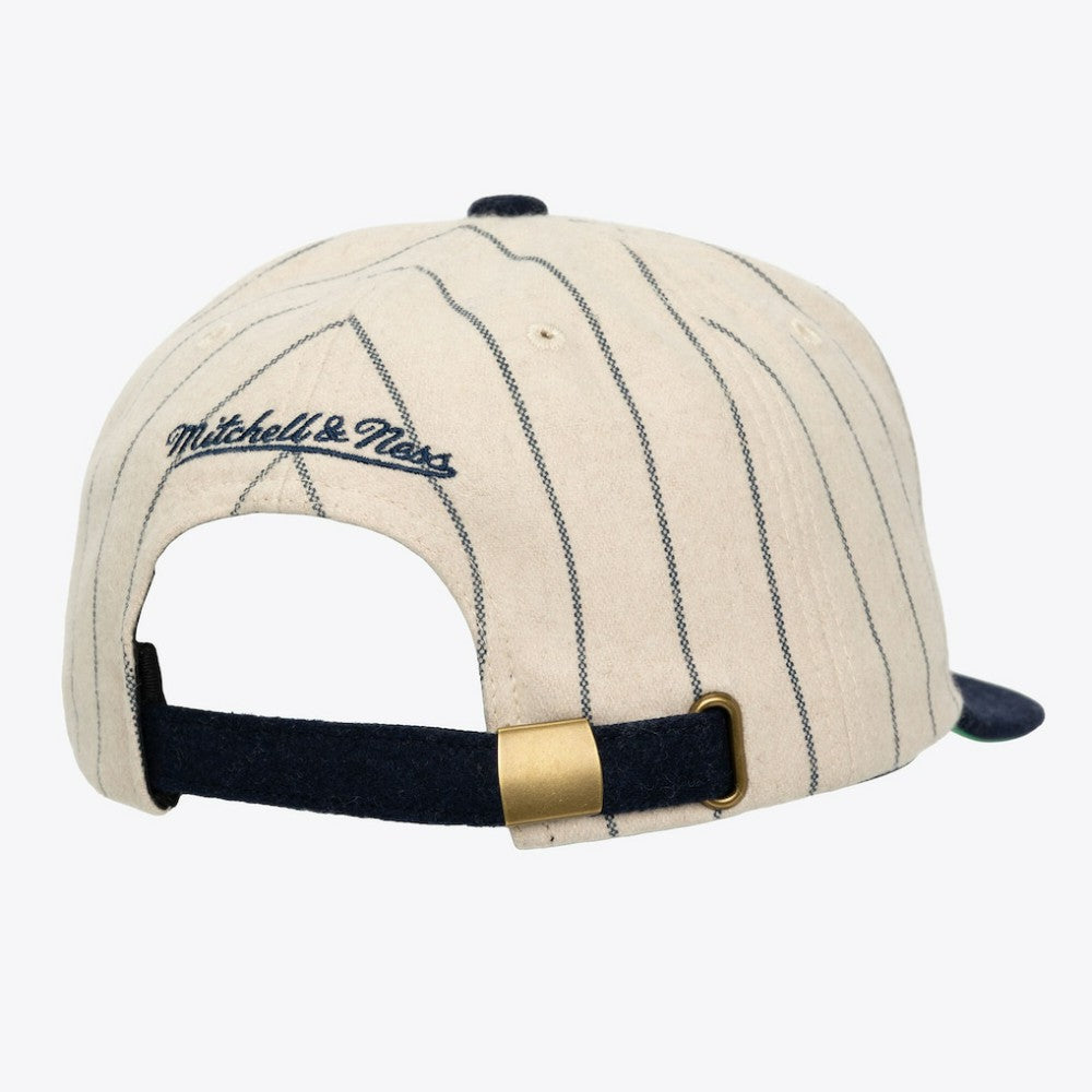Chicago Cubs Mitchell & Ness Unisex Vintage Ground Melton Wool Pinstripe Adjustable Hat | MLB US