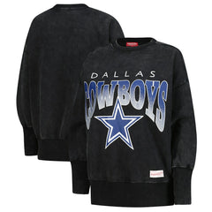 Dallas Cowboys Mitchell & Ness Women's Delineate Mineral Wash Crewneck Sweatshirt