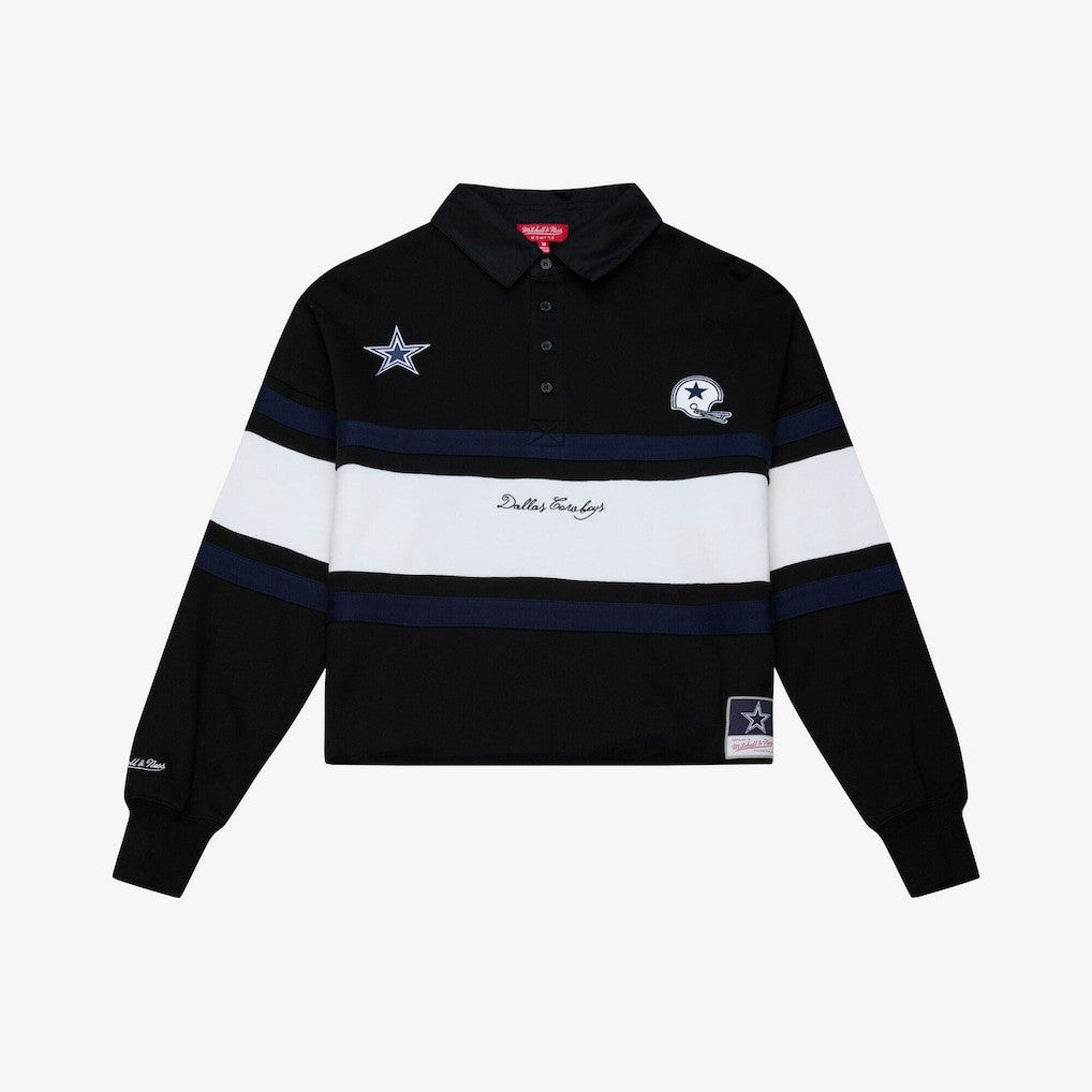 Dallas Cowboys Mitchell & Ness Women's Cropped Long Sleeve Rugby Polo