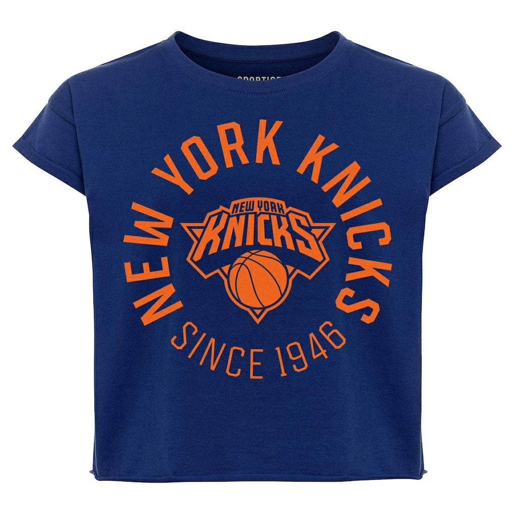New York Knicks Sportiqe Women's Cropped Genuine Issue Collection Alana T-Shirt Discount