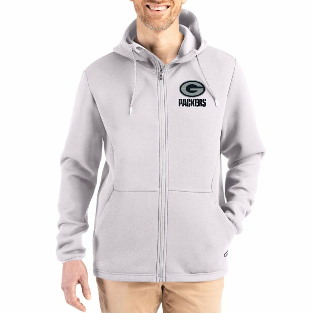 Green Bay Packers  Cutter & Buck Roam Epic Comfort Recycled Full-Zip Hoodie Jacket
