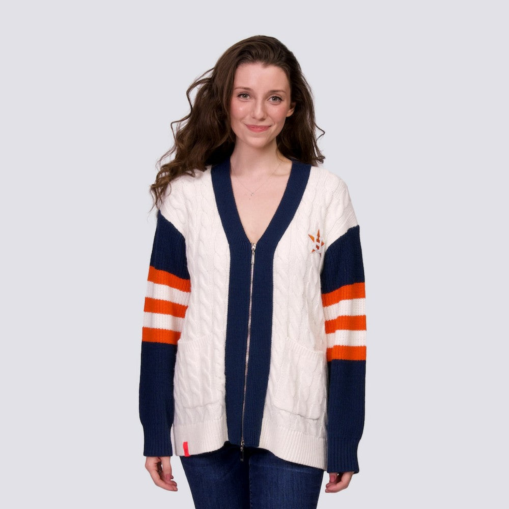 Houston Astros Lusso Women's Shyla Knit V-Neck Full-Zip Sweater | MLB Sale