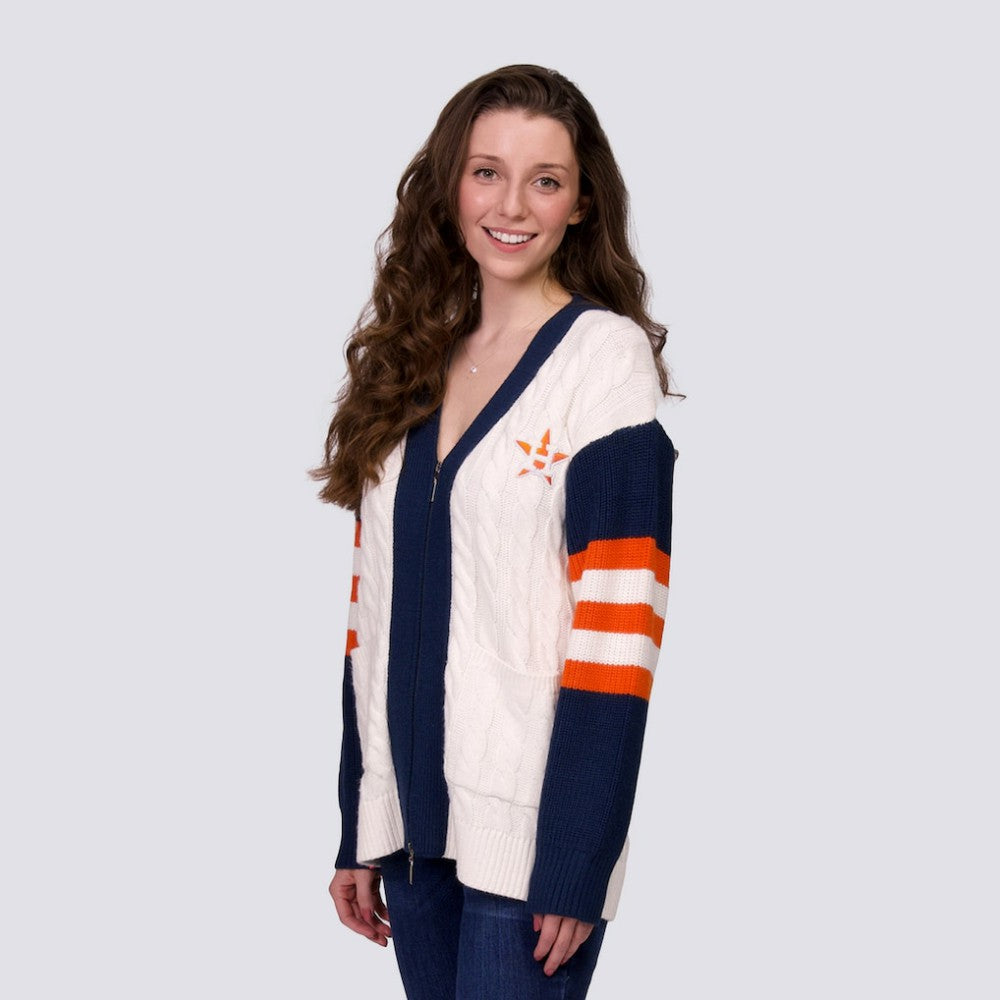 Houston Astros Lusso Women's Shyla Knit V-Neck Full-Zip Sweater | MLB Sale