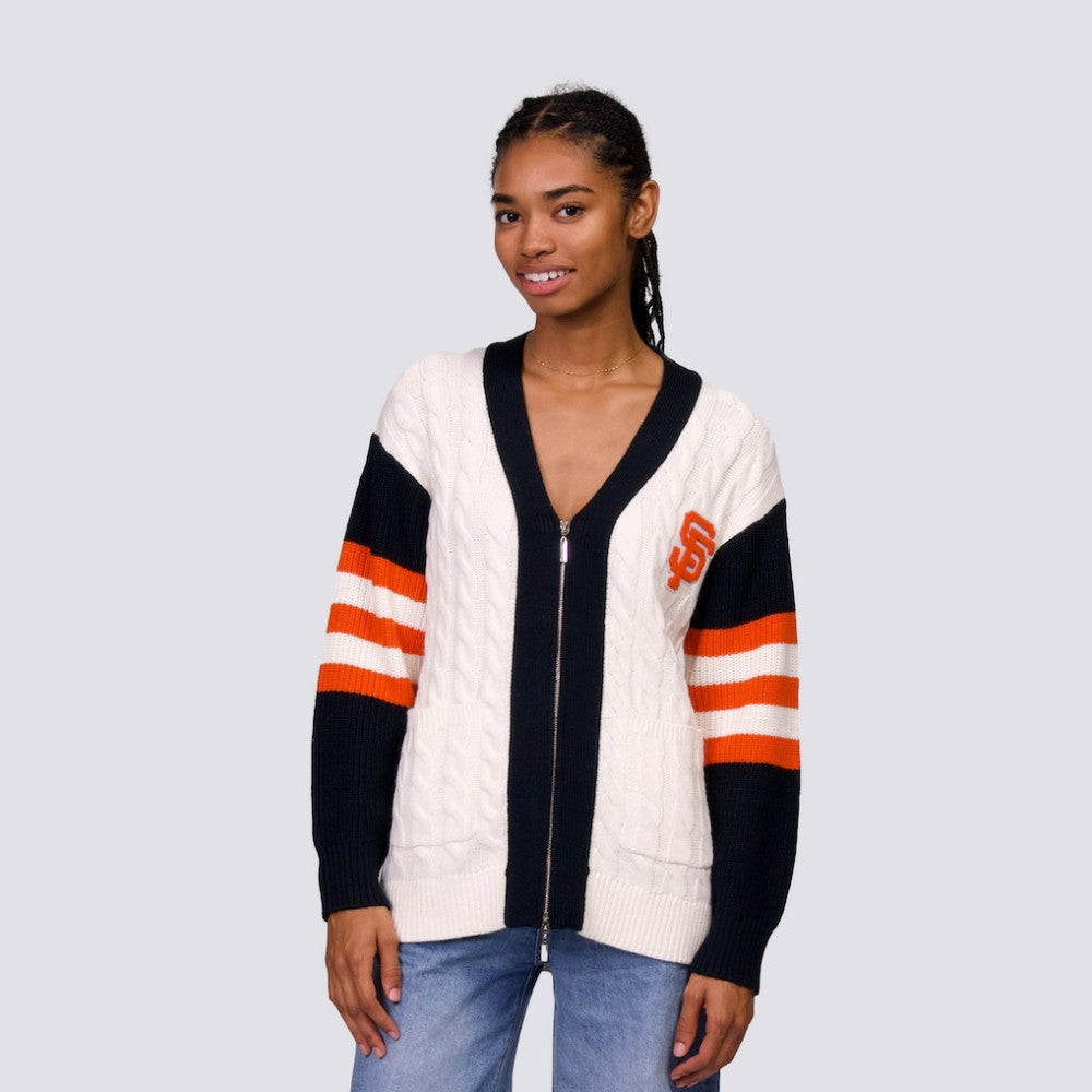 San Francisco Giants Lusso Women's Shyla Knit V-Neck Full-Zip Sweater | MLB Online