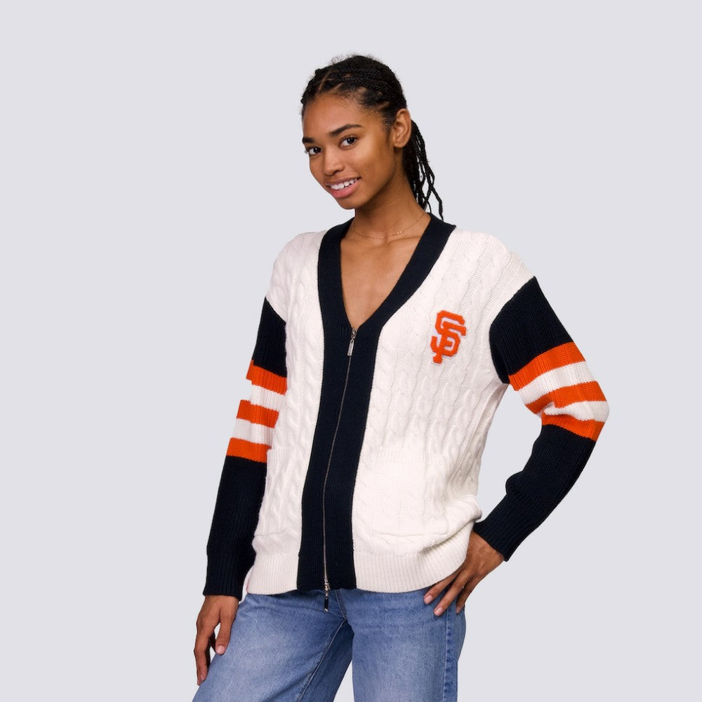 San Francisco Giants Lusso Women's Shyla Knit V-Neck Full-Zip Sweater | MLB Online