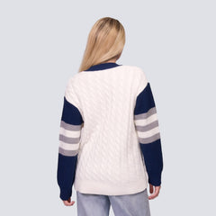 New York Yankees Lusso Women's Shyla Knit V-Neck Full-Zip Sweater | MLB Outlet