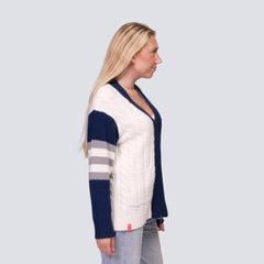 New York Yankees Lusso Women's Shyla Knit V-Neck Full-Zip Sweater | MLB Outlet