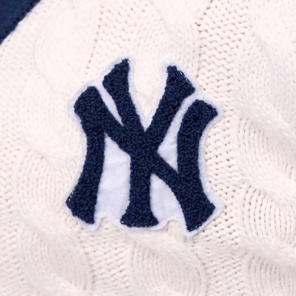 New York Yankees Lusso Women's Shyla Knit V-Neck Full-Zip Sweater | MLB Outlet