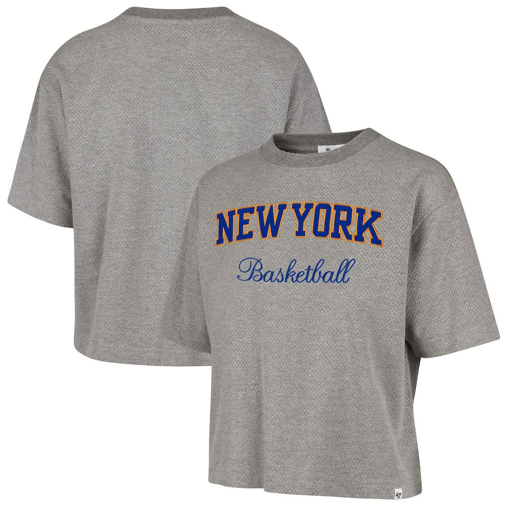 New York Knicks '47 Women's Pivot Drop Needle Cropped T-Shirt Outlet